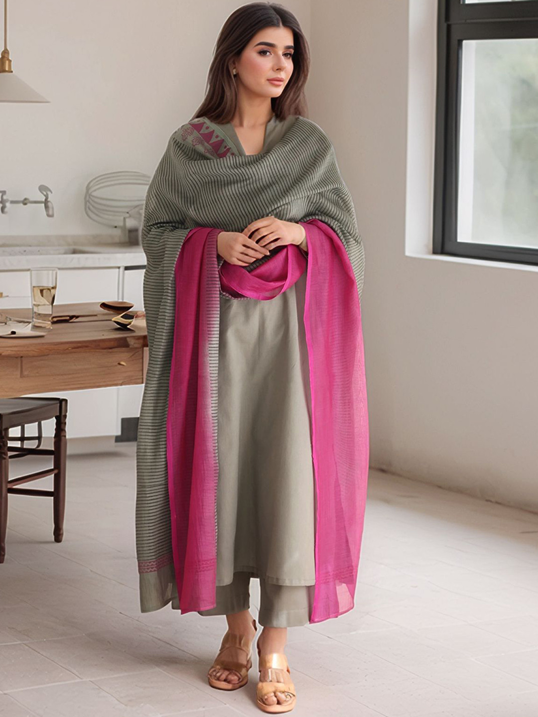 Anni Designer Shirt Collar Kurta with Palazzos & Dupatta