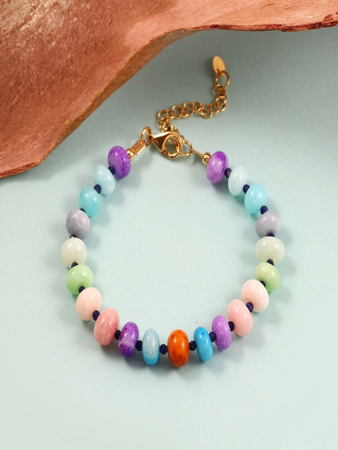 Nirvana Unisex Sterling Silver Opal Handcrafted Gold-Plated Link Bracelet