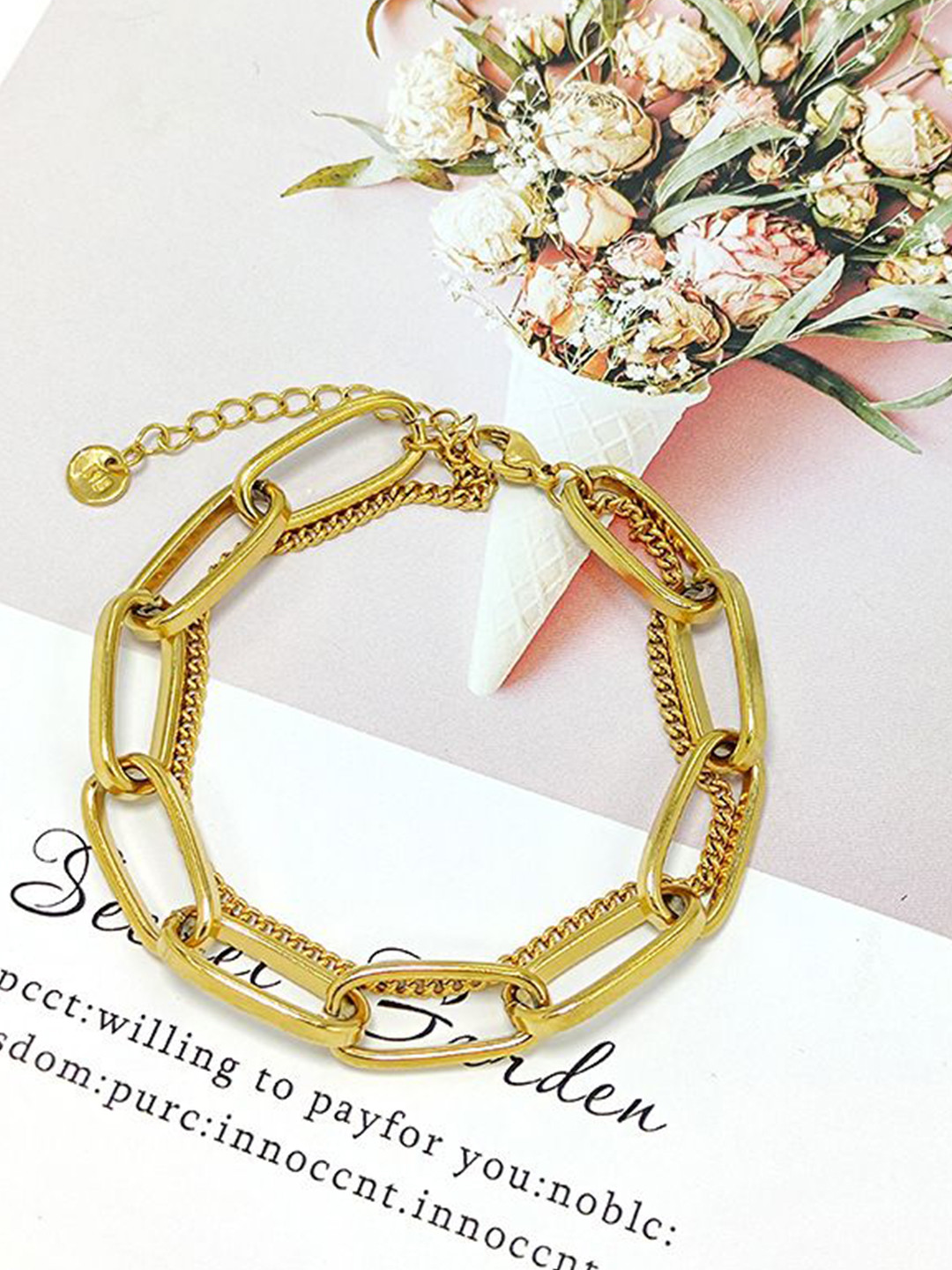 Aiza 18KT Gold Plated Bold Cuban Link Loose Bracelet