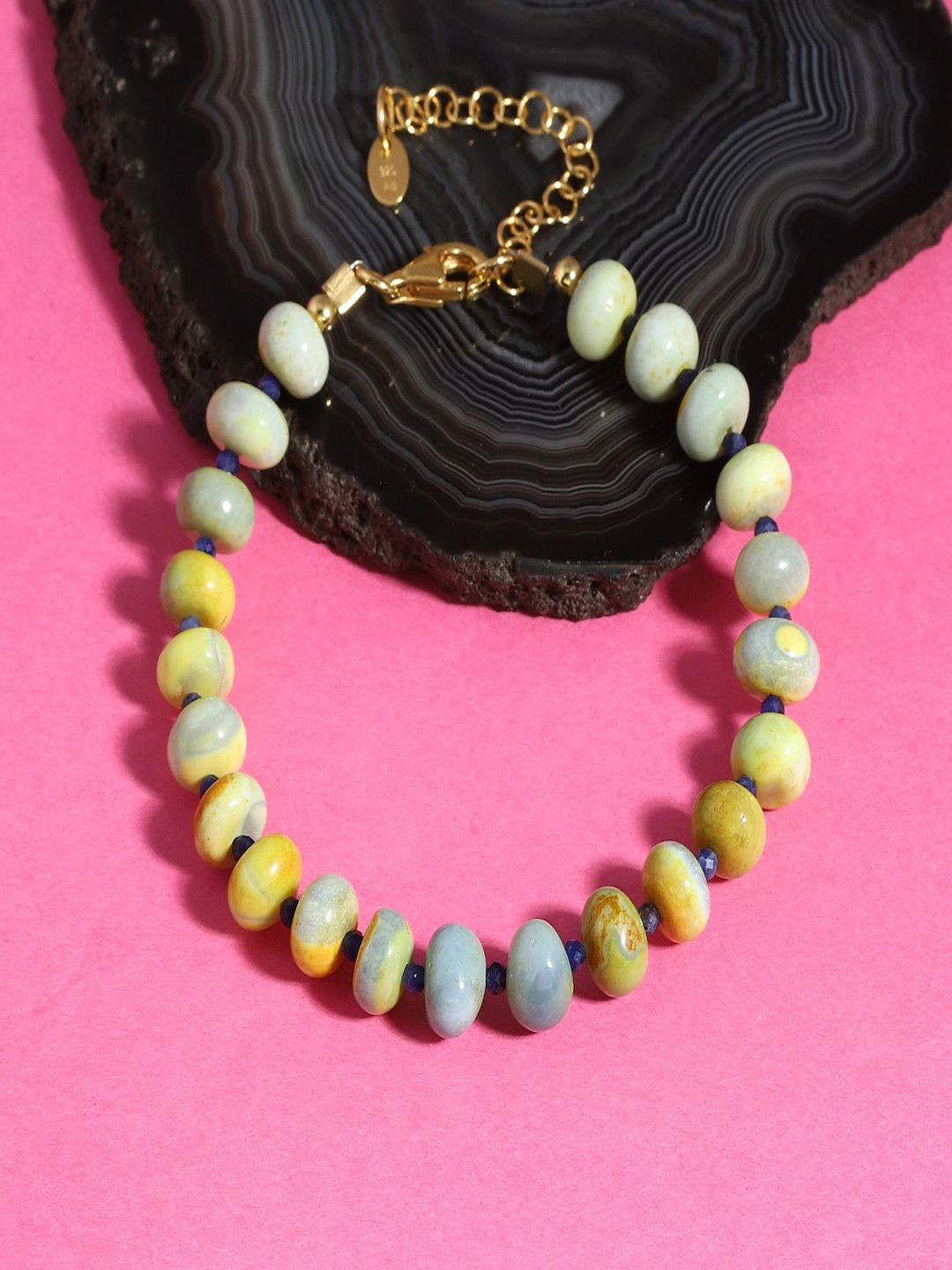 Nirvana Unisex Sterling Silver Opal Gold-Plated Link Bracelet