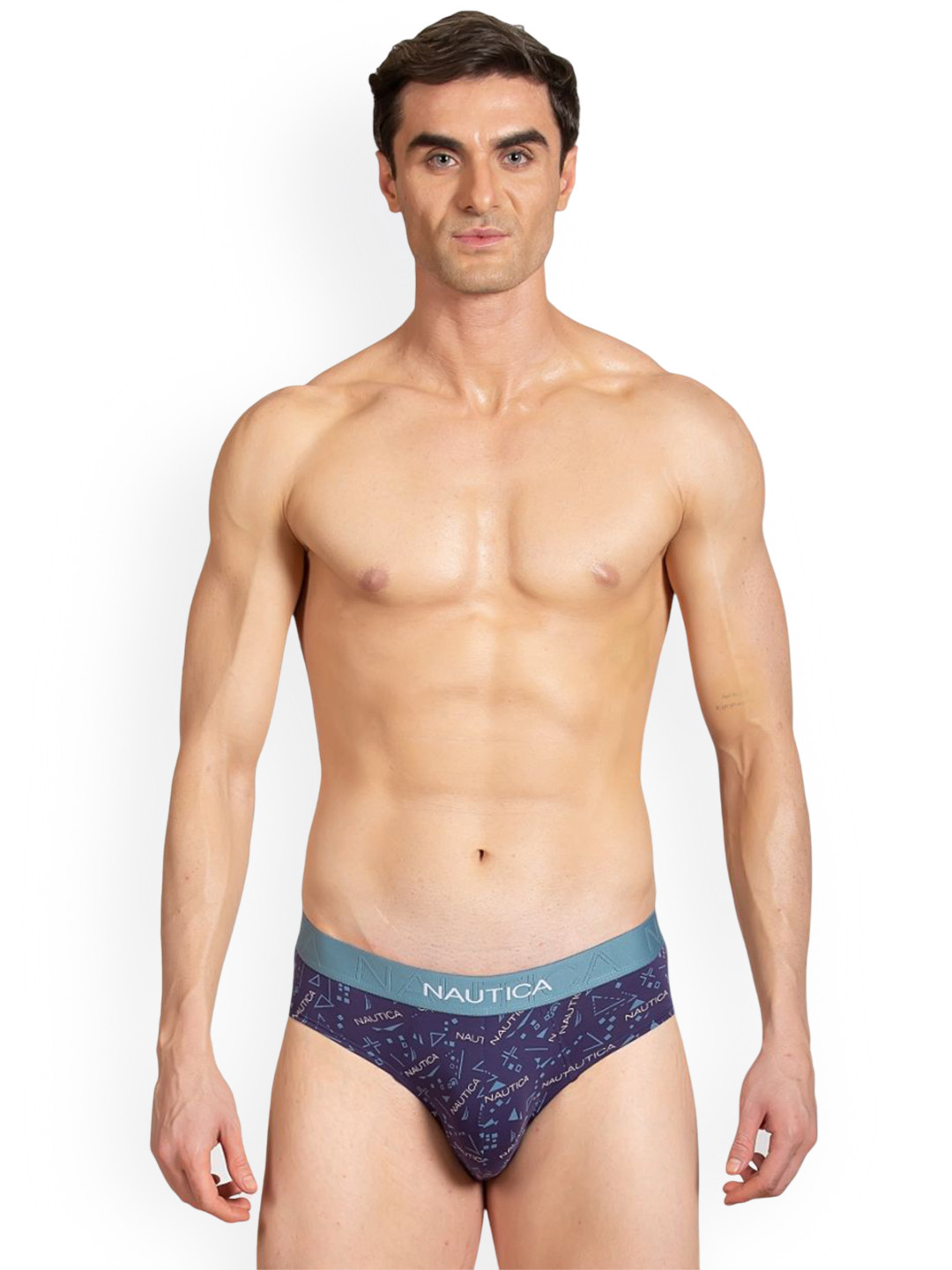 Nautica Men Printed Mid-Rise Basic Briefs LJABF01-PBLU