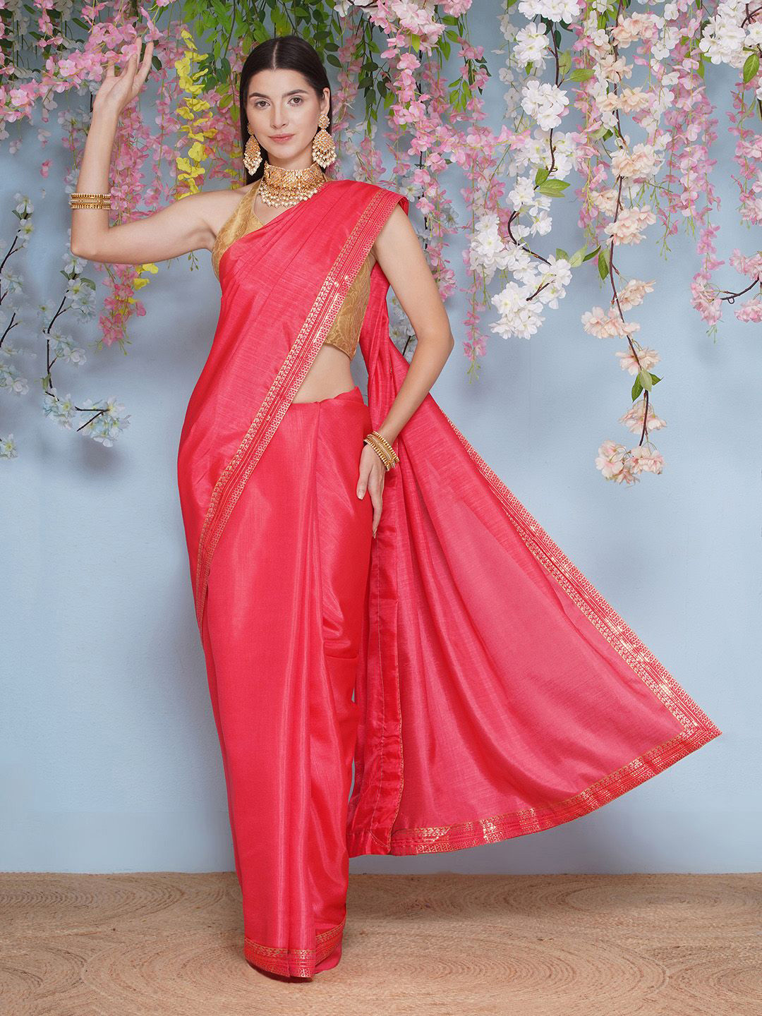 LABEL KASHI Zari Woven Design Border Saree
