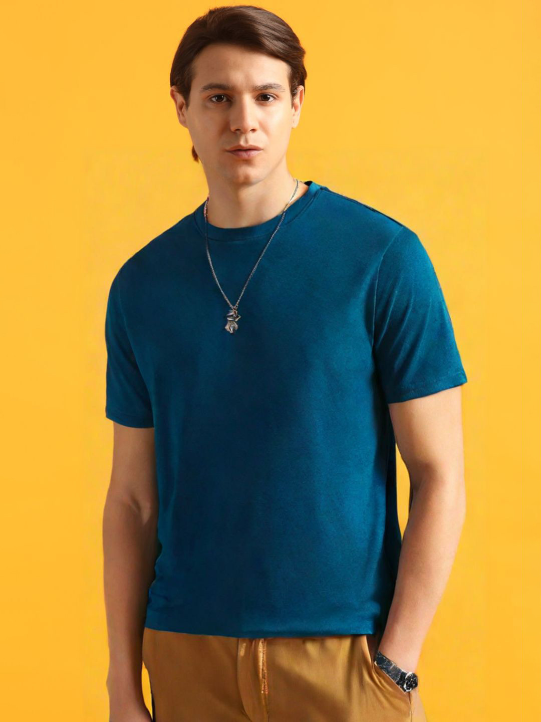 SOLSTICE Textured Short Sleeves Casual T-shirt