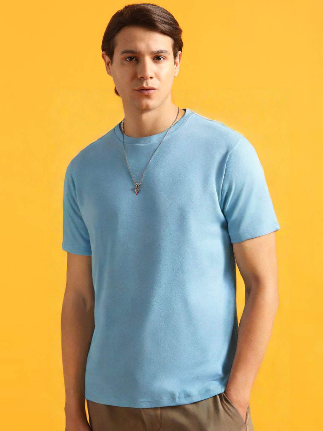 SOLSTICE Textured Short Sleeves Casual T-shirt