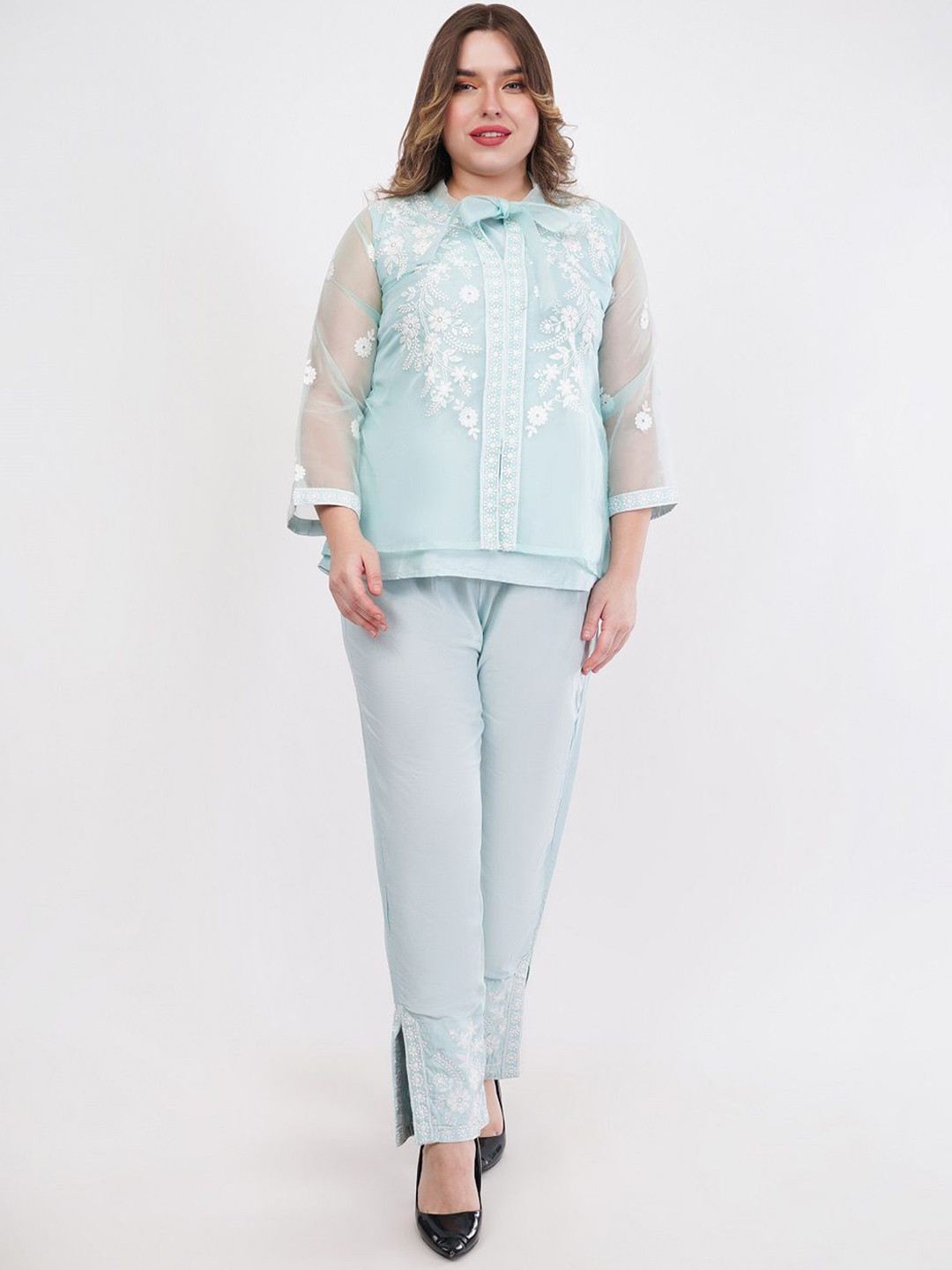 dhartii Summer Garden Embroidered Top With Trouser & Inner Co-Ords