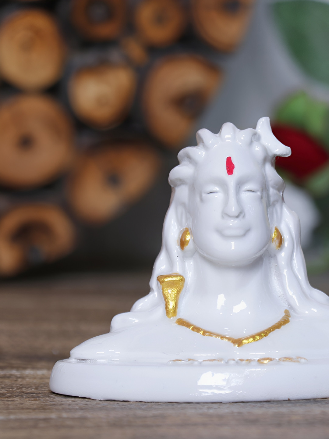 Aura Mini Adiyogi White Polyresin Natural Prayer Room Small Showpiece - 3.1 Inches