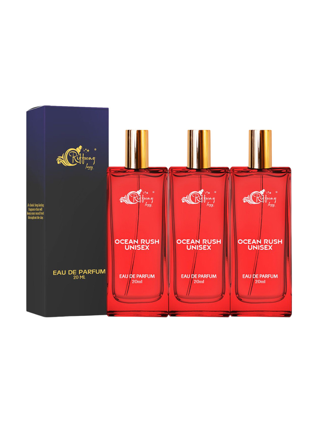 riffway Ocean Rush Set Of 3 Long Lasting Eau De Parfum- 20 ml Each