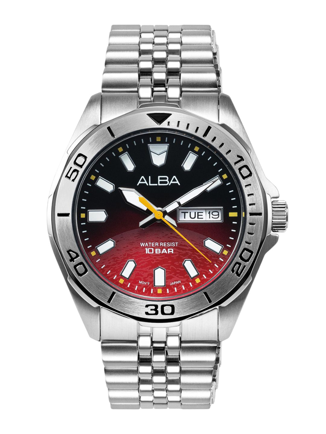 Alba by seiko Black & Red dial Gravity Collection Gradation Mars Motion Powered Watch AV3581X1