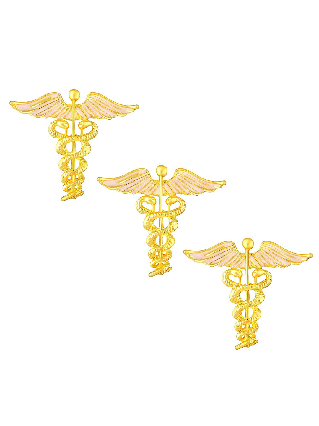 Mahi Set of 3 Caduceus Doctor's Brooch  Lapel Pin