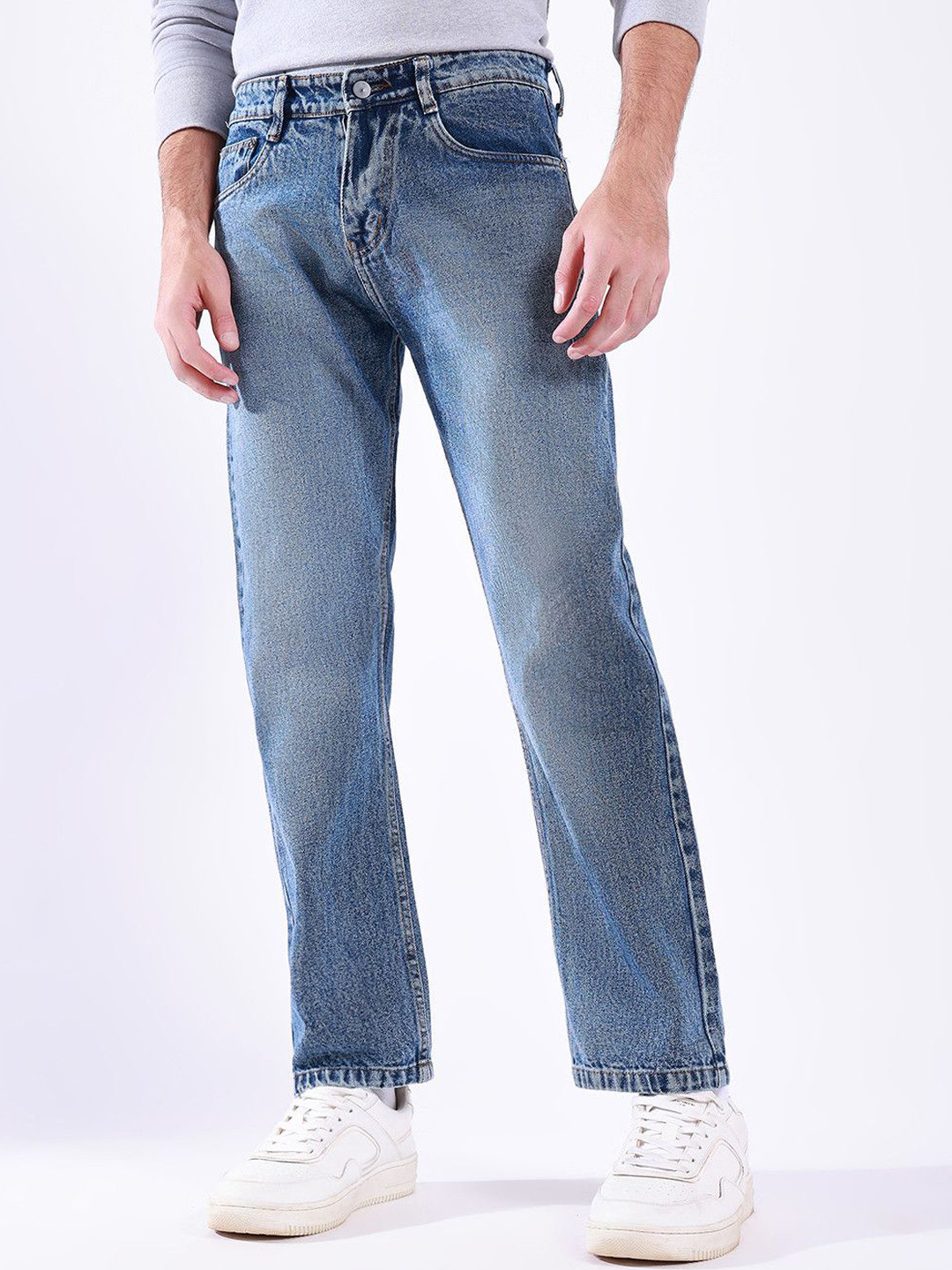 Hence Men Mid-Rise Cotton Baggy Loose fit Light Fade Jeans