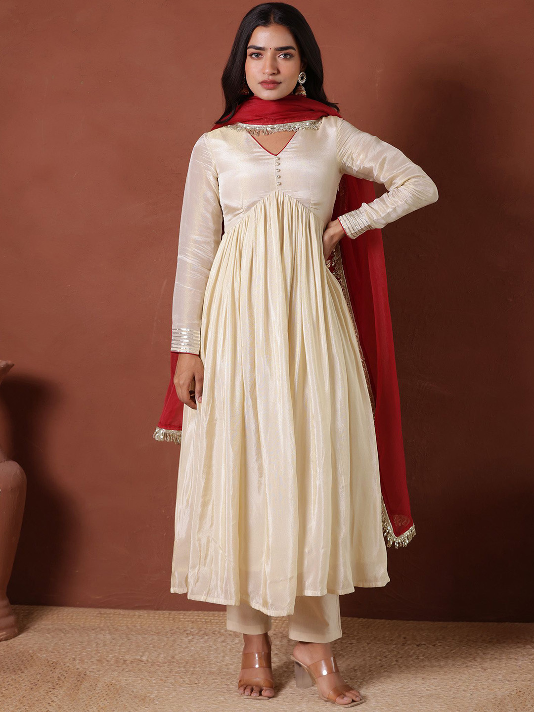 SAJILO Women Regular Anarkali Suit Set With Dupatta