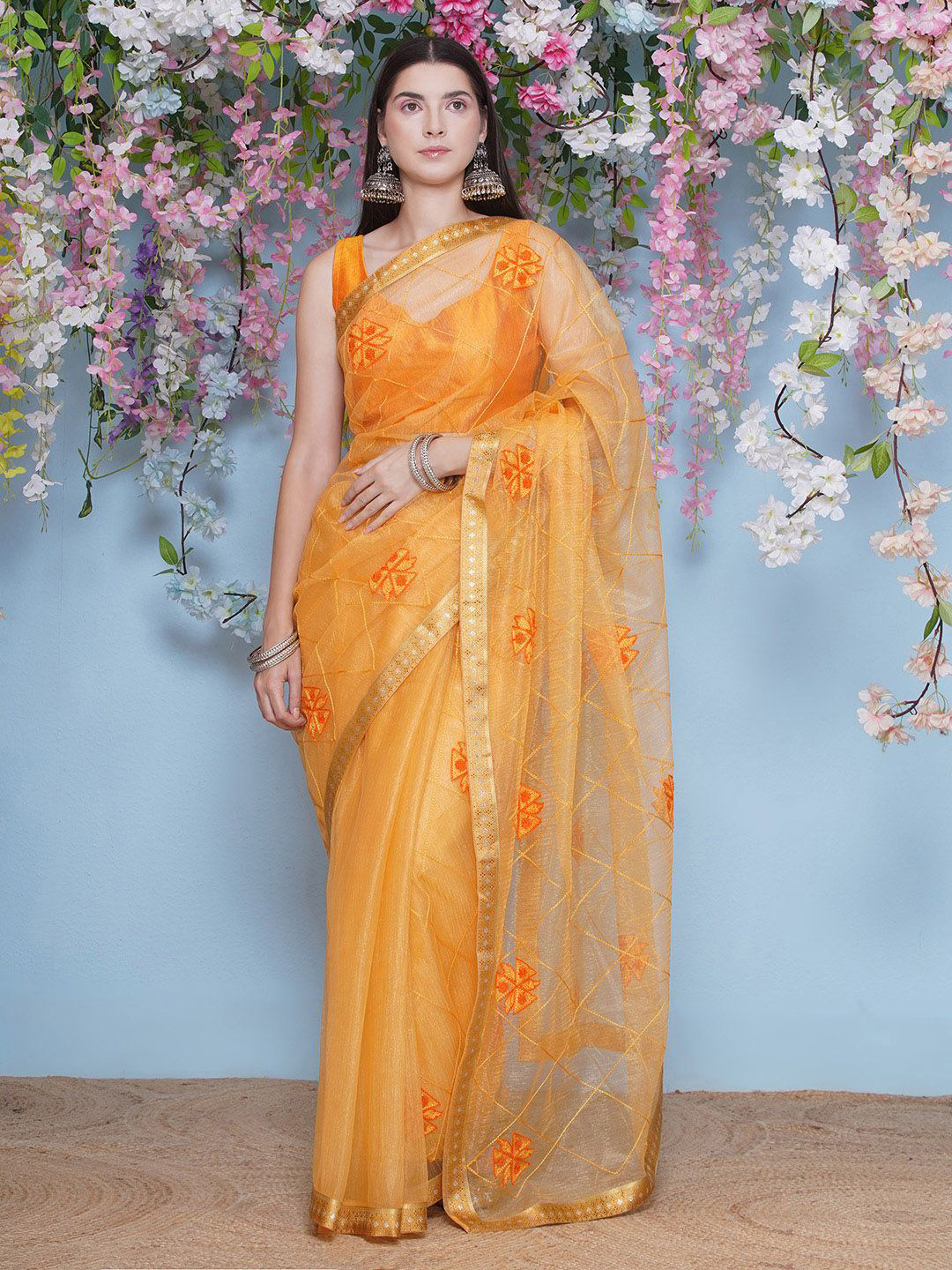 LABEL KASHI Embroidered Embellished Net Saree