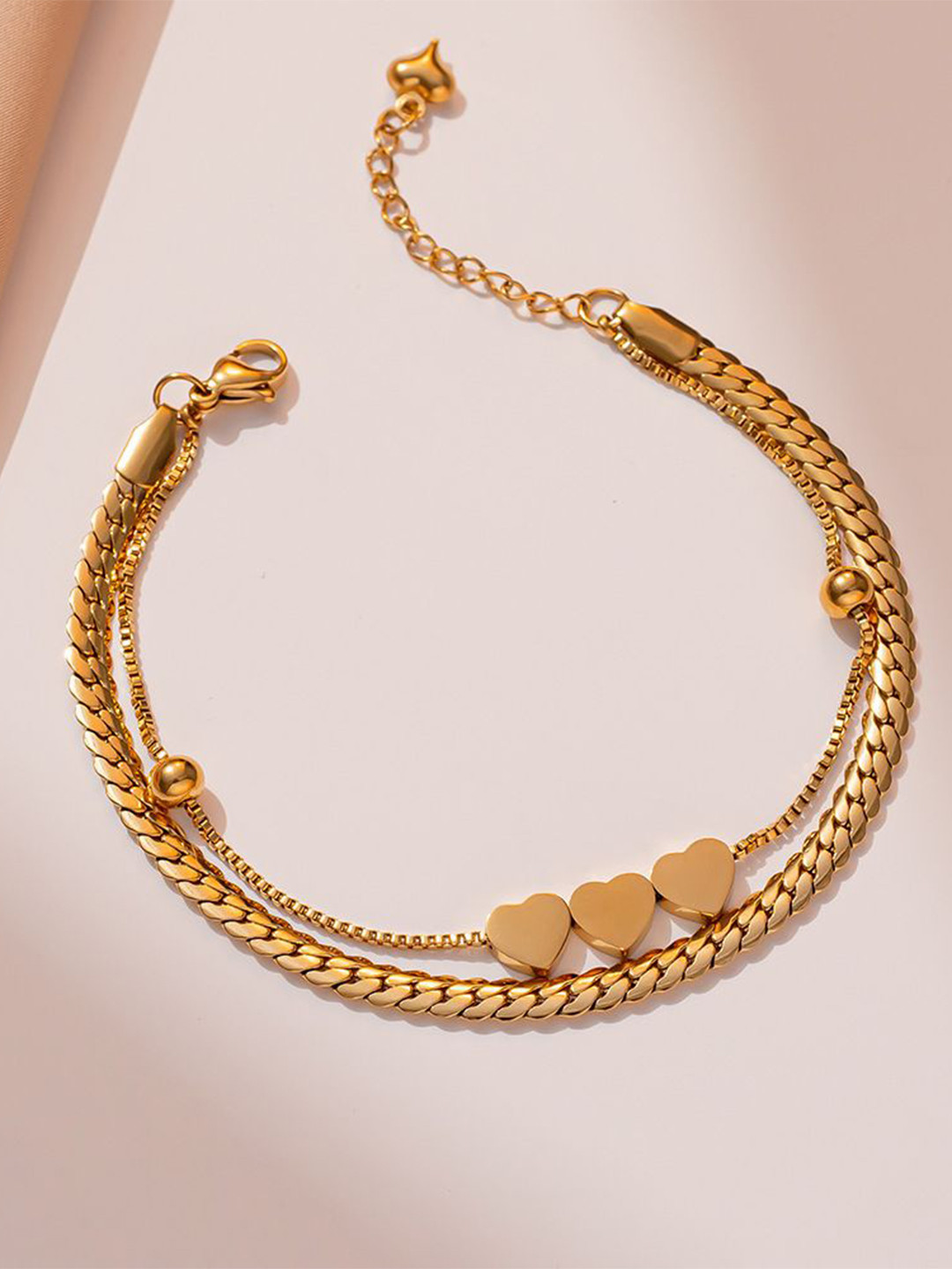 Aiza 18KT Gold Plated Love Trio Loose Bracelet