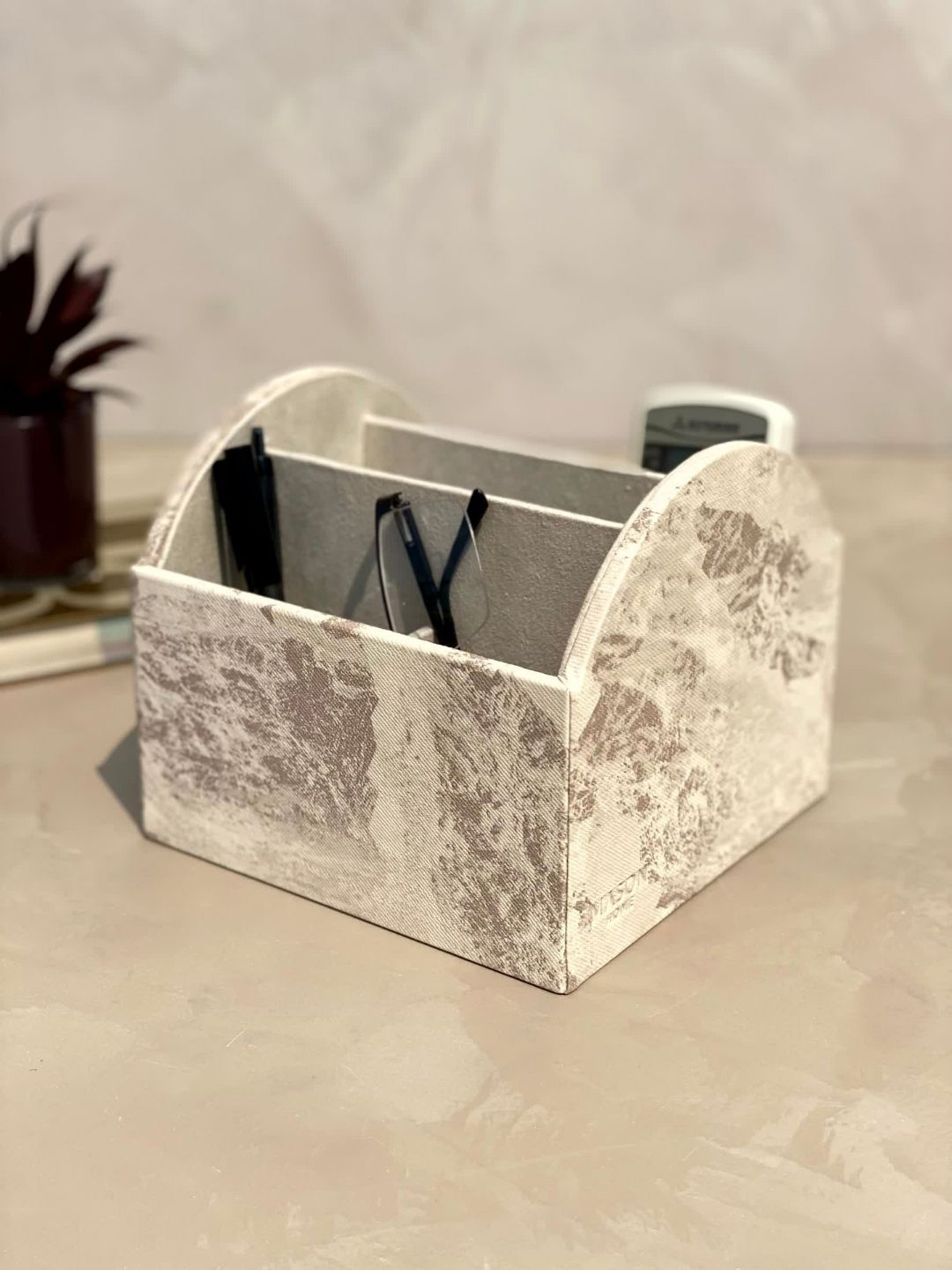 Mason Home Beige Indo Latte Remote Holder Desk Organiser