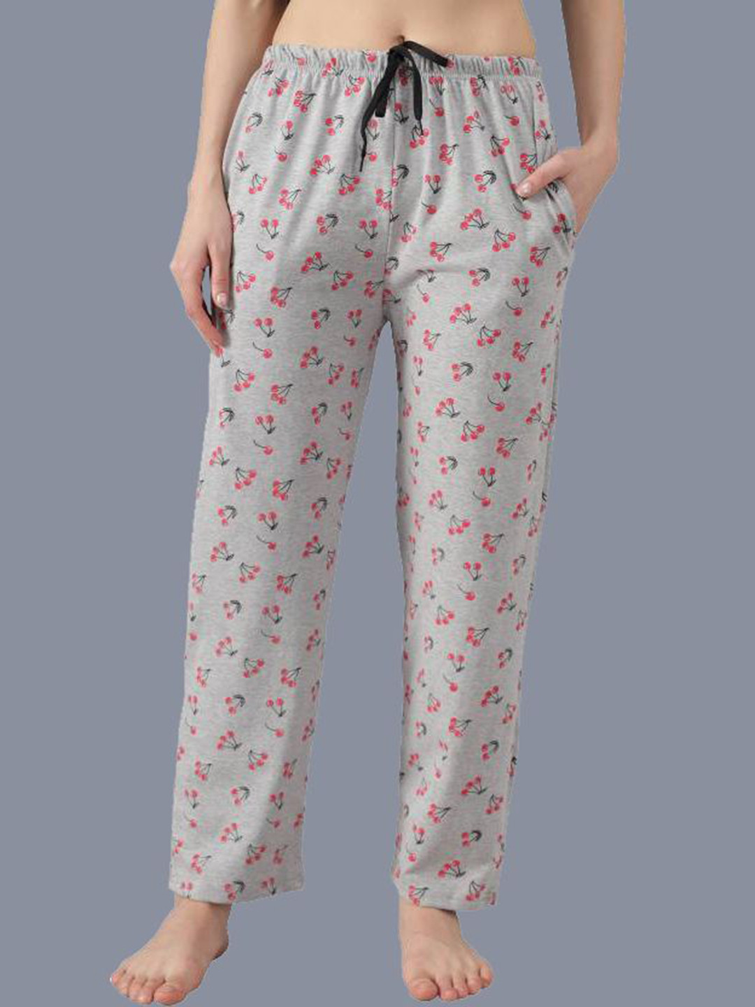 FIT N FAME Printed Cotton Mid-Rise Lounge Pant
