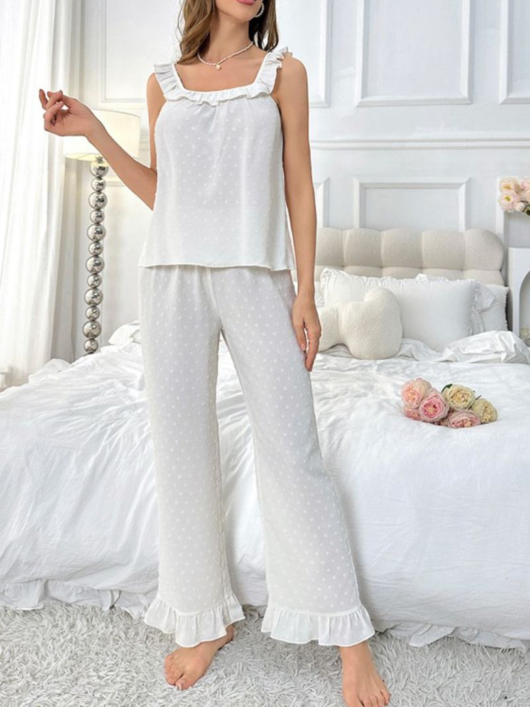 DressBerry Women Square Neck Top and Pyjamas Night suit