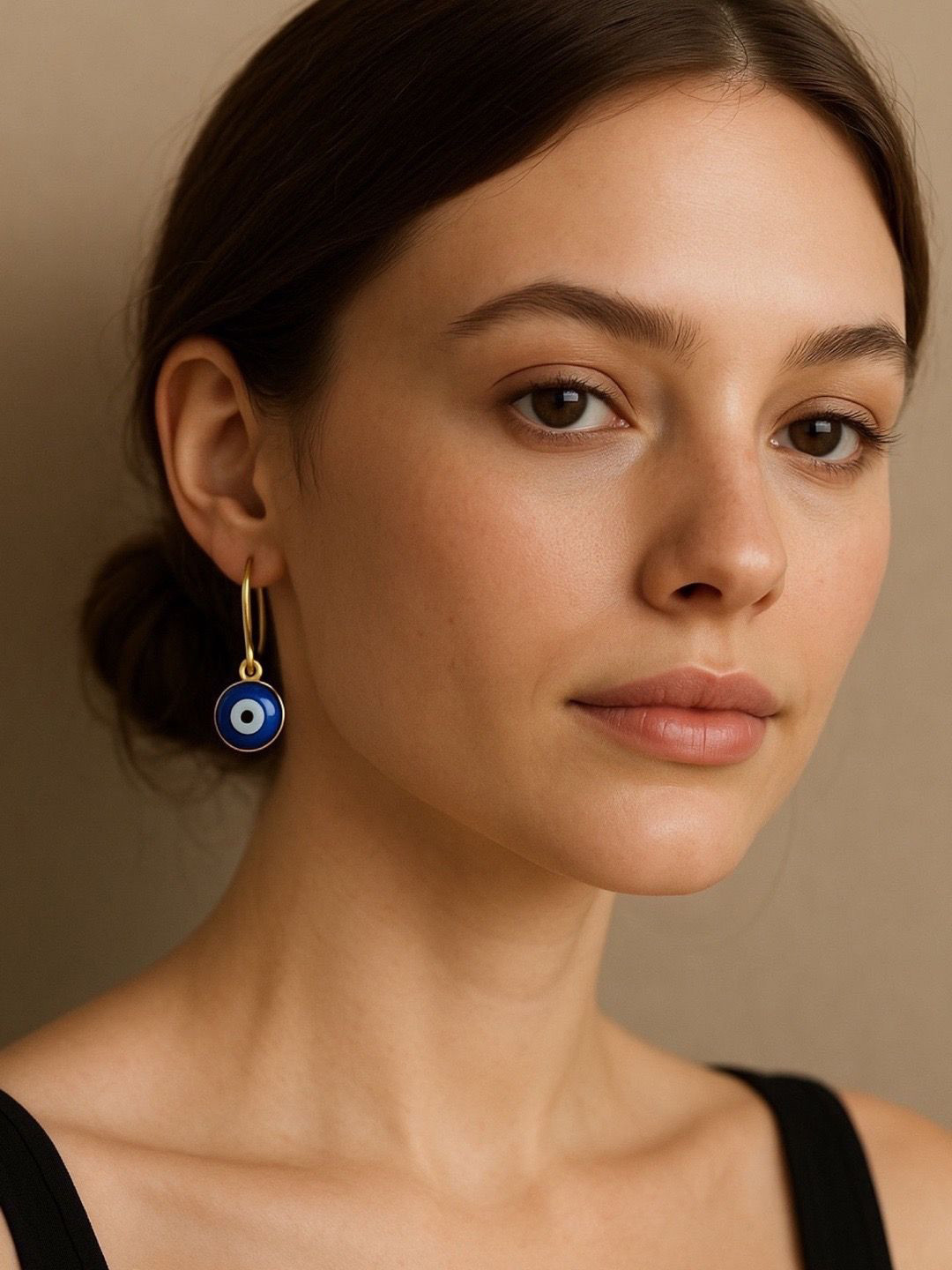 Digital Dress Room Evil-Eye Gold-Plated Circular Shaped Drop Earrings