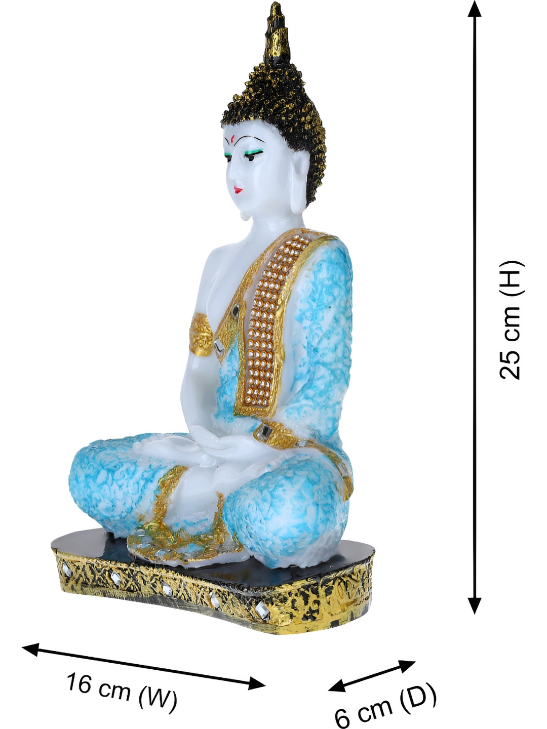 Aura Budhha White Polyresin Matte Living Room Small Showpiece - 9.8 Inches