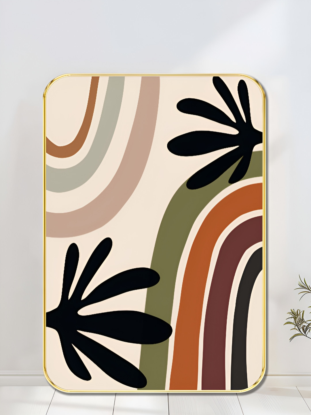 Myntra Elegant Homes Rainbow & Leaf Wood Wall Rectangle Paintings Wall Art - 24 x 18In