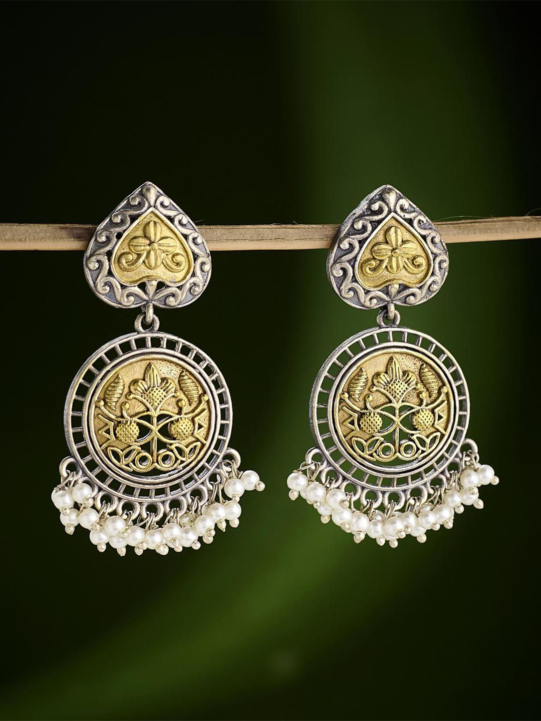 Fabindia Artificial Beaded Heart Shaped Drop Earrings