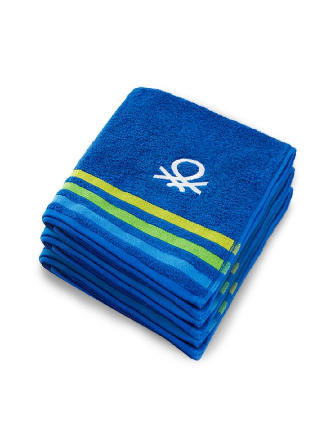 United Colors of Benetton 3Pcs Blue & Green Striped Pure Cotton 450 GSM Face Towels