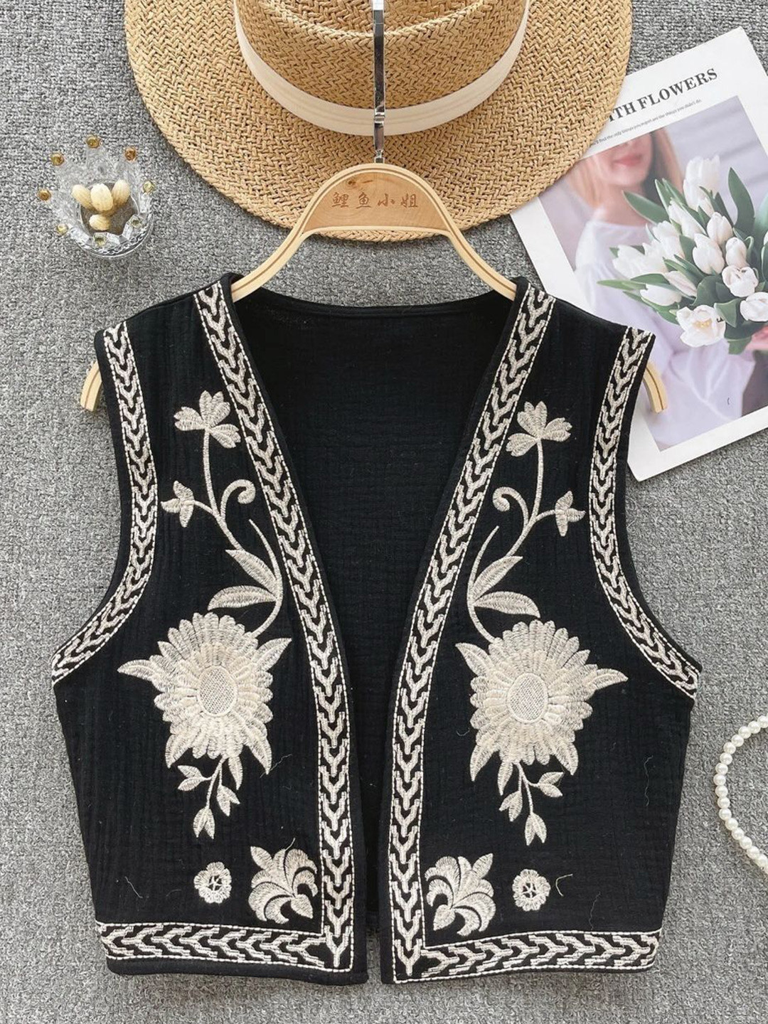 Miss Mosa By Akanksha  Cotton Sarai Statement Vest Top