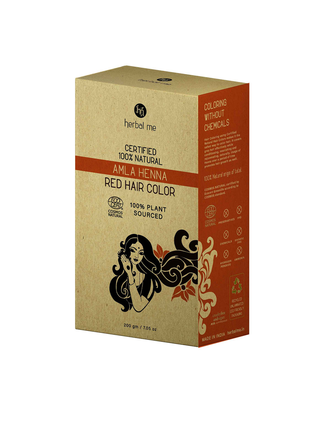 HERBAL ME Certified Natural Amla Heena Hair Colour 200 g - Red