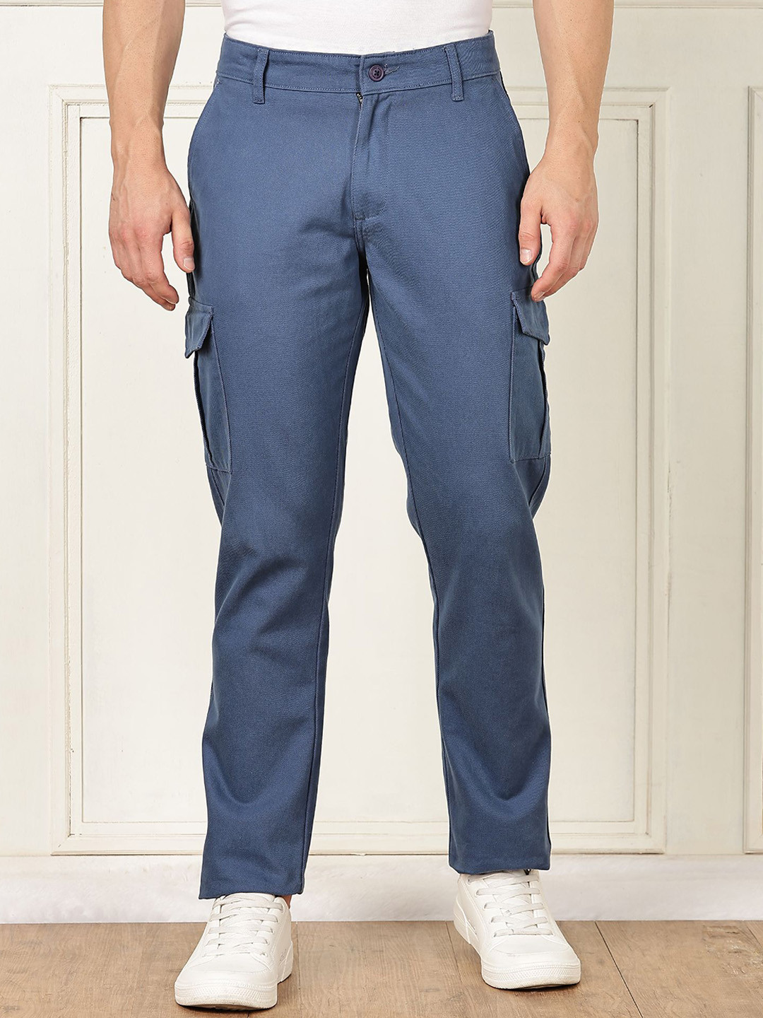 Mast & Harbour Men Smart Straight Fit Casual Cargo Trouser