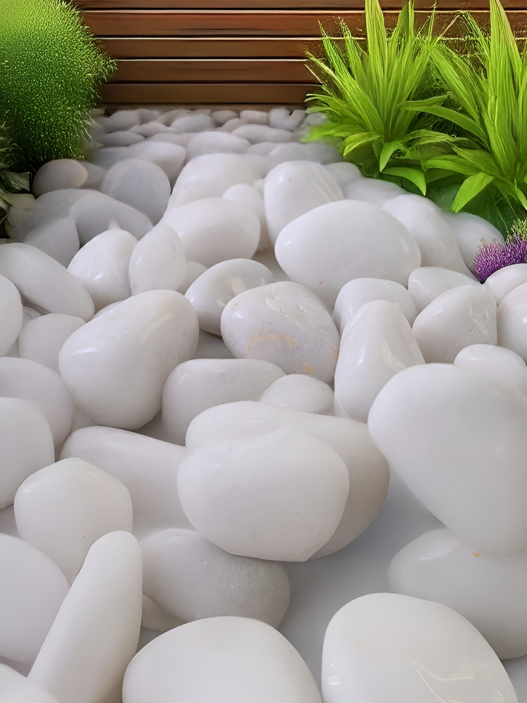VANNEF White Ornamental River Rocks Tumbled Stones Garden & Aquarium Decor