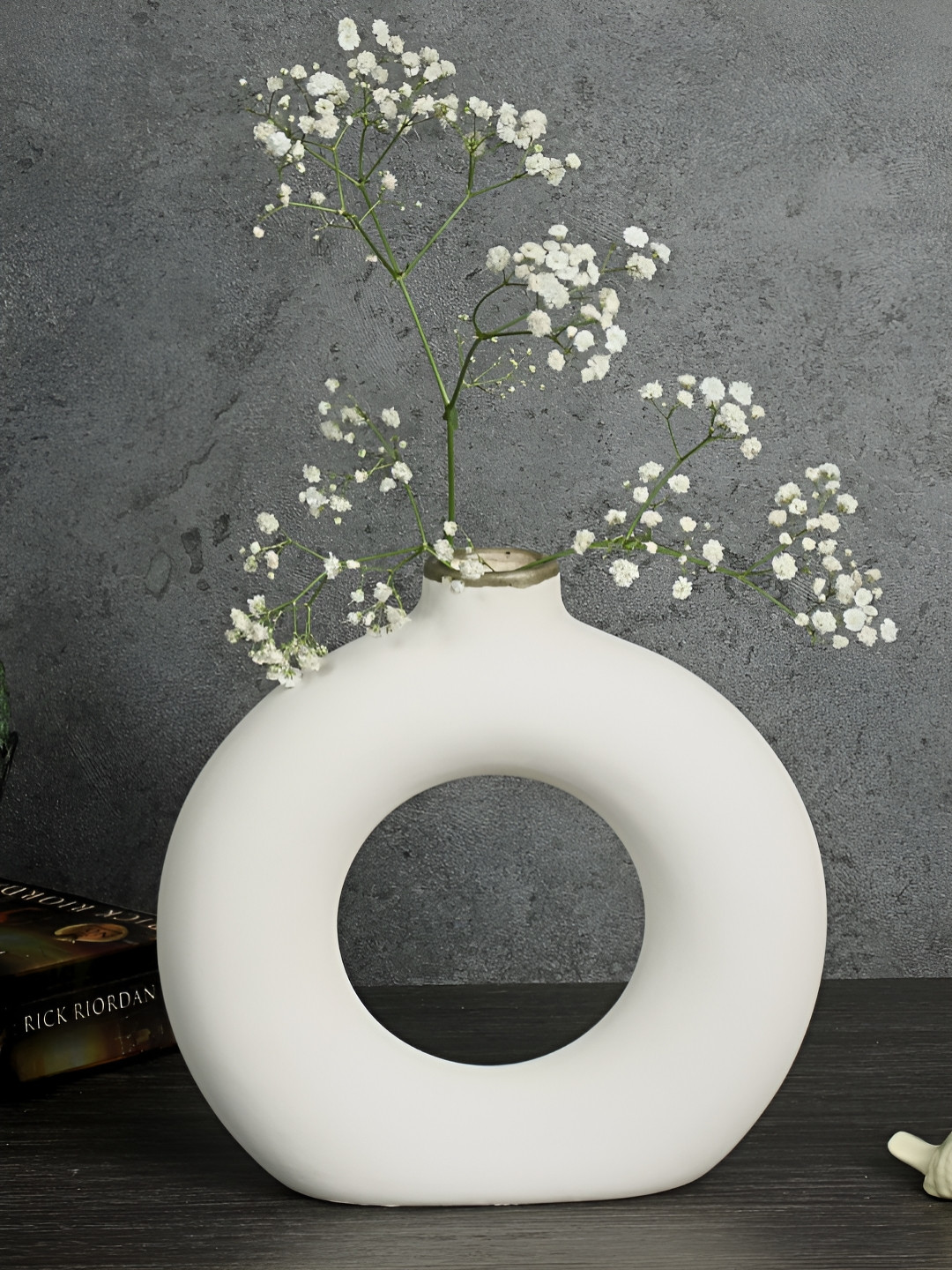 Kreative Arts White Donut Ceramic Flower Vase