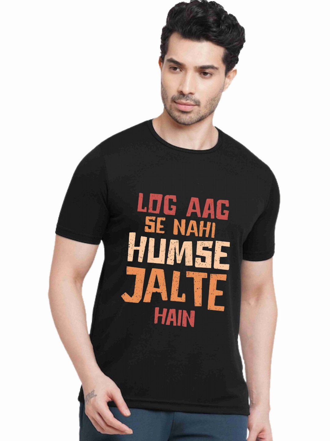 Hatke Trends Typography Printed Round Neck Pure Cotton T-Shirt