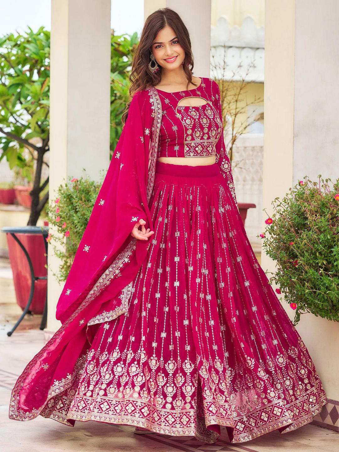 Jogmaya Fashion Embroidered Sequinned Semi-Stitched Lehenga Choli With Dupatta
