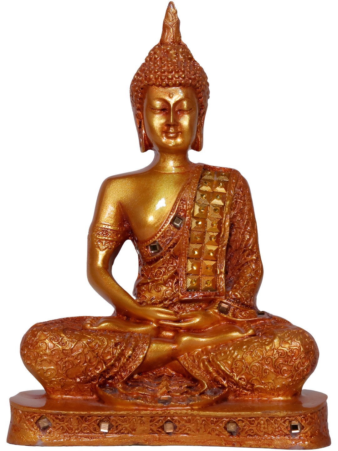 Aura Meditation Buddha Gold Marble Metallic Living Room Medium Showpiece - 9.4 Inches