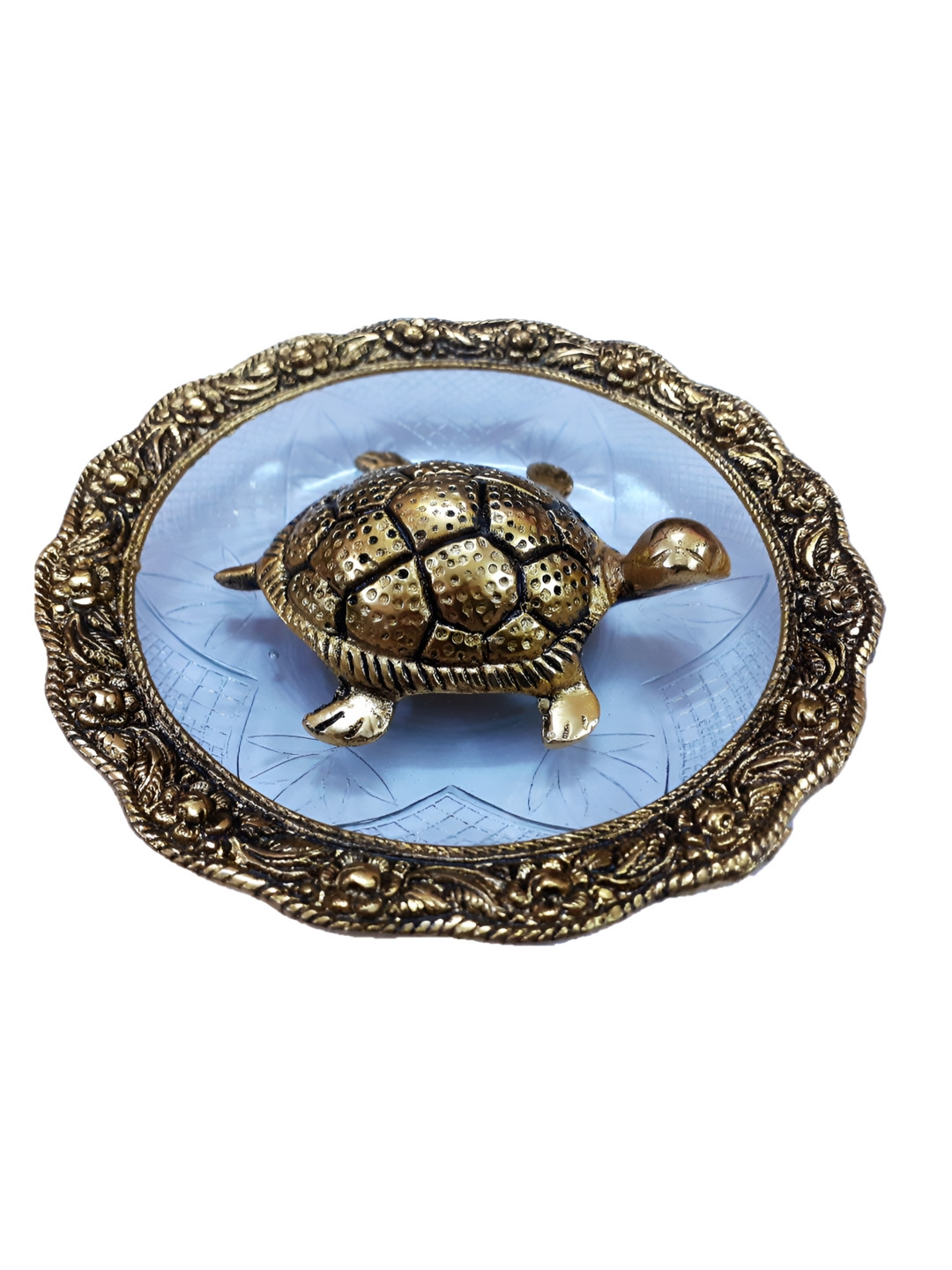Afterstitch Turtle Gold Polyresin Glossy Living Room Set of 2 Small Showpieces - 2.4 Inches
