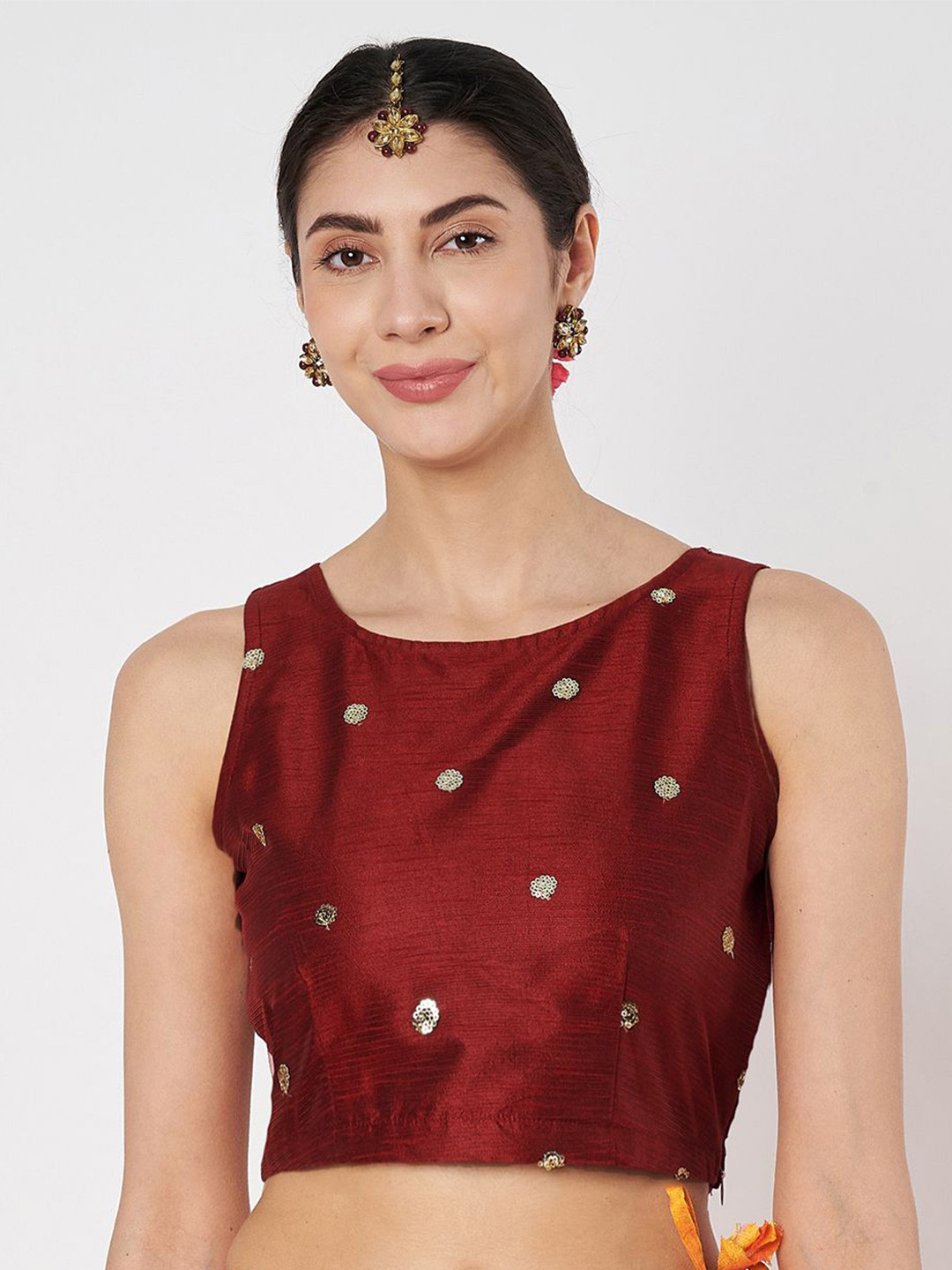 studio rasa Polka Dot Embroidered Crop Top