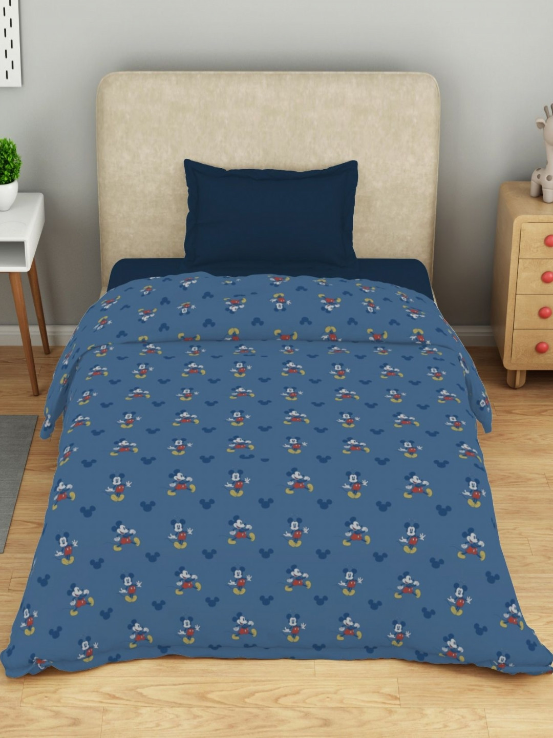 SPACES Kids Blue & White Cartoon Printed Pure Cotton AC Room Double Bed Comforter