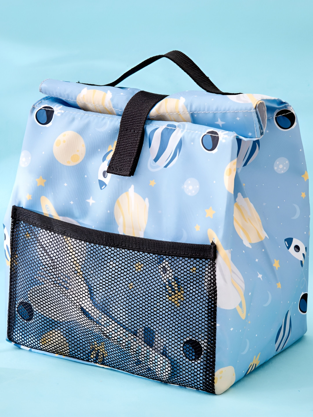 Home Centre Blue Fabric Space Printed Lunch Box