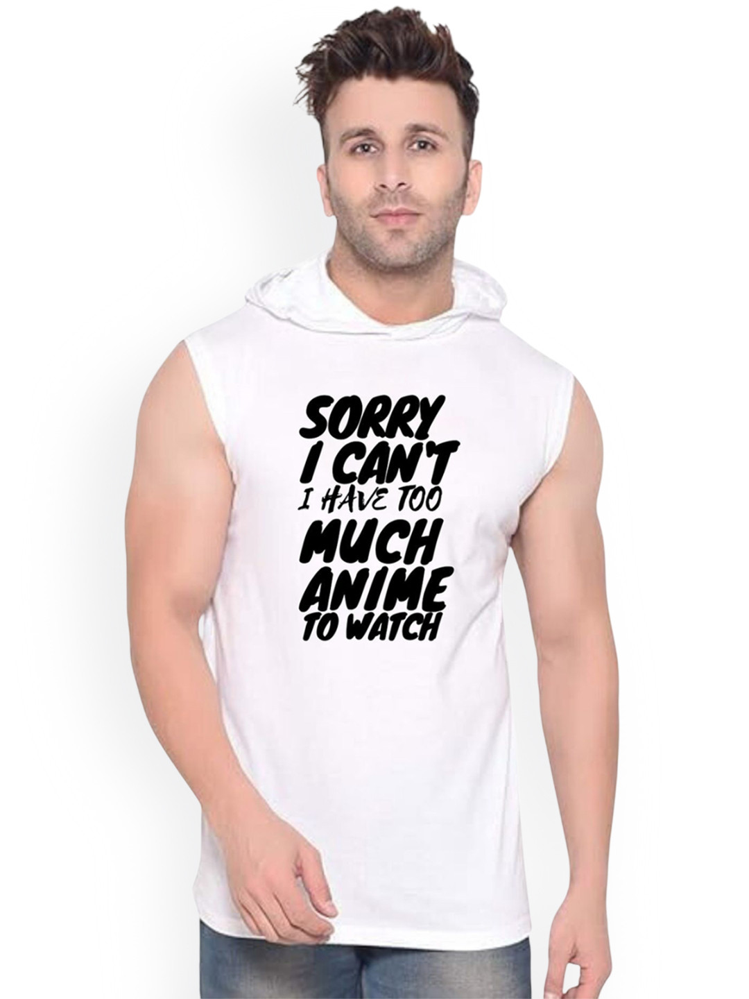 Fashnobic Sorry I Can't  Printed Gym Vest K__print-16_gym_vest_white