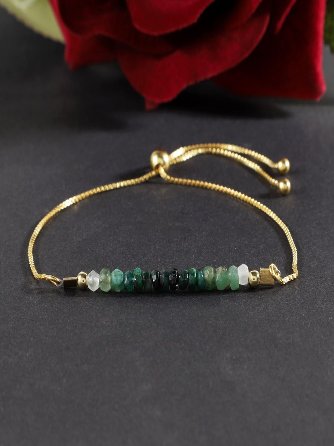 Nirvana Unisex Sterling Silver Emerald Gold-Plated Wraparound Bracelet