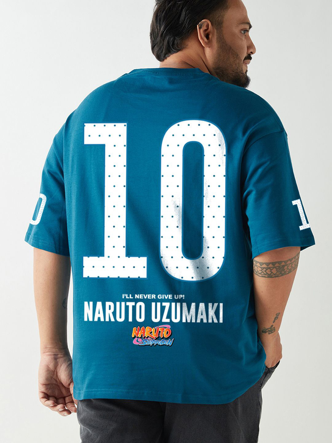 Bewakoof Heavy Duty Naruto Merchandise Naruto Uzumaki Cotton Oversized Plus Size T-shirt