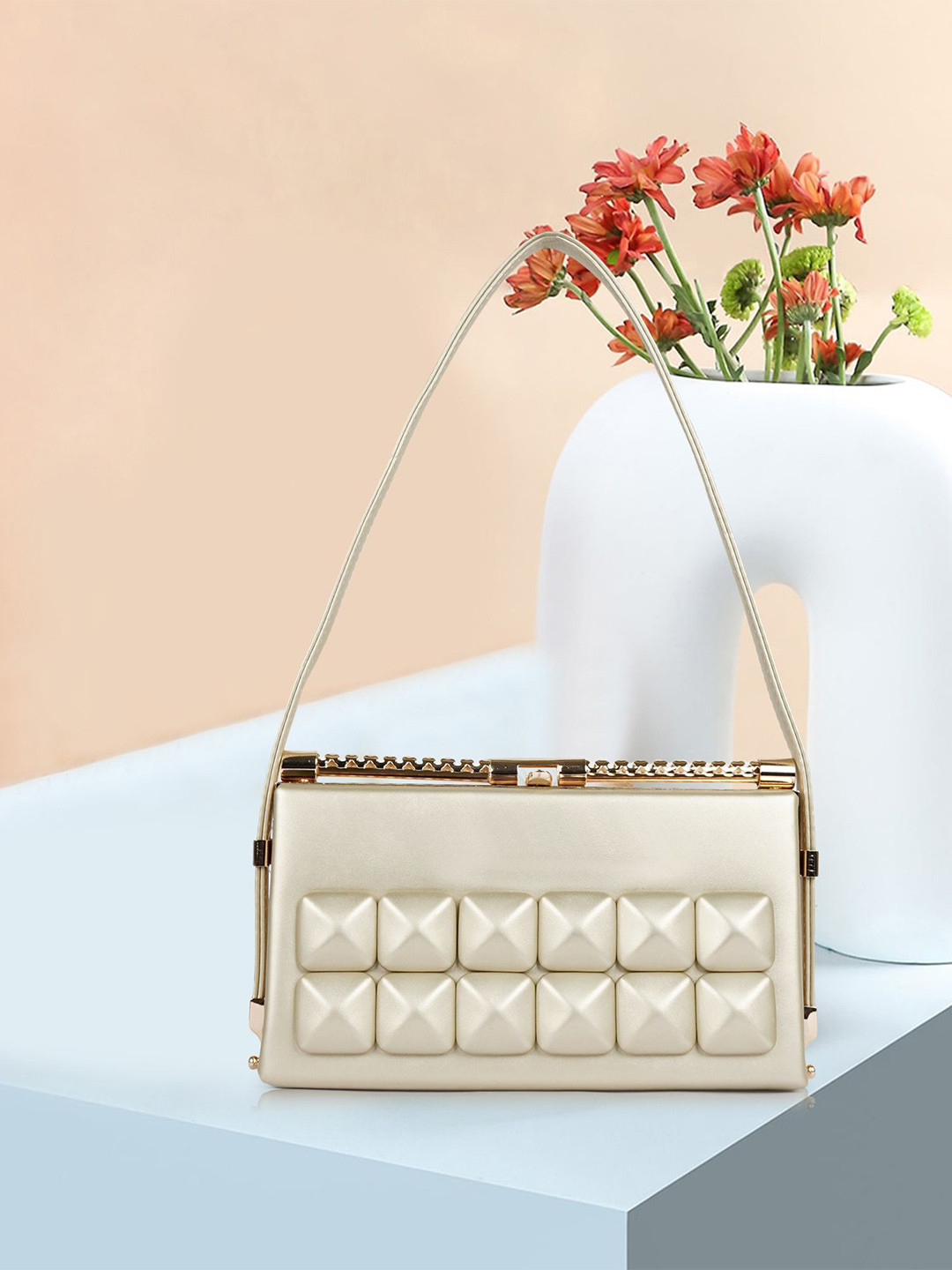 LADY QUINTON PU Structured  Quilted Satchel Handbag