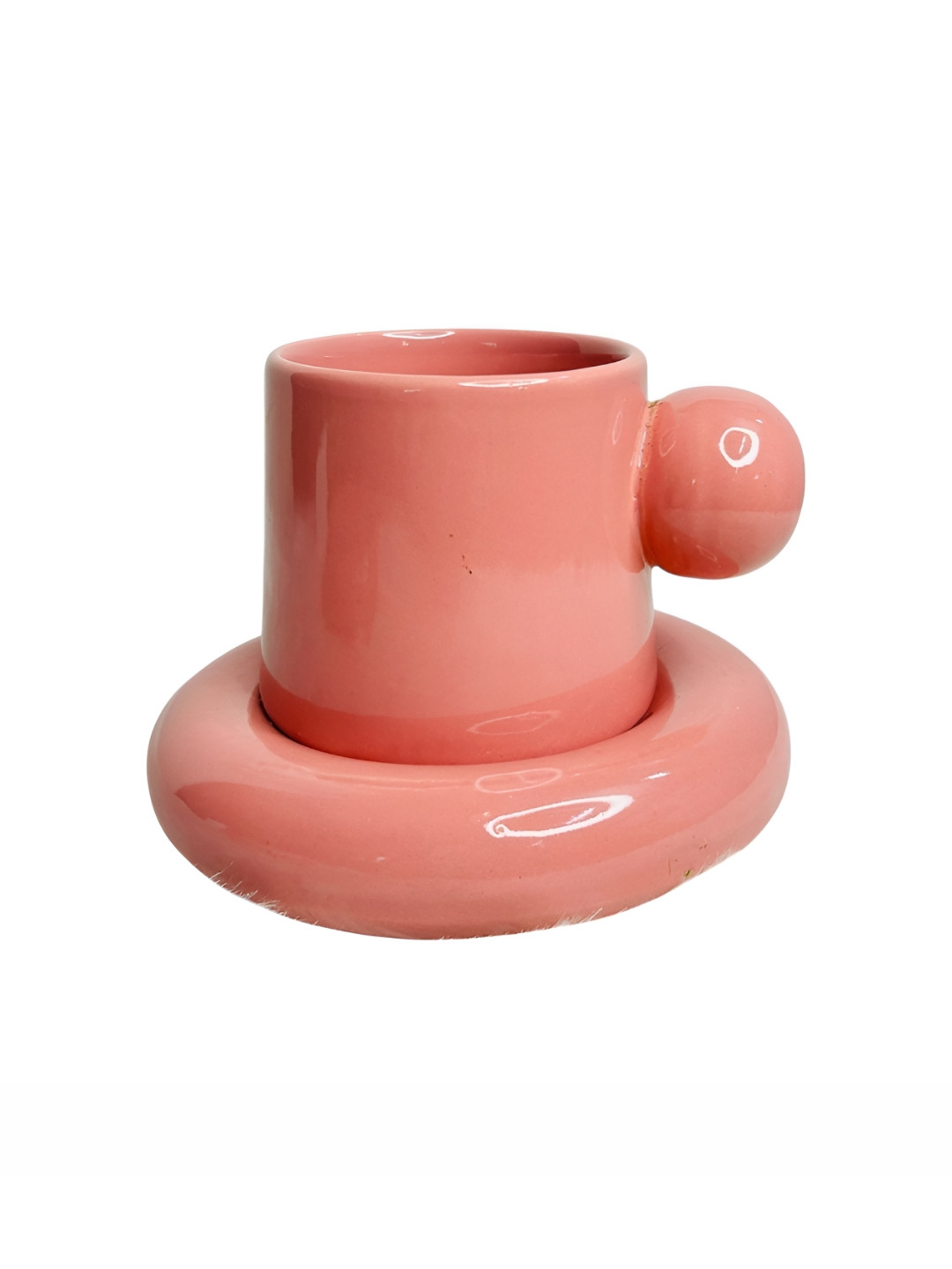 Dainty Little Shop Pink Chunky Mug & Saucer Set with Ball Handle