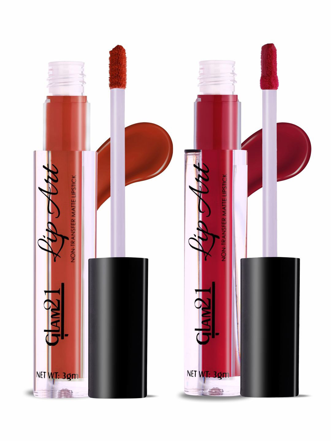 GLAM21 Set Of 2 Lip Art Non Transfer Liquid Lipstick - 3 g Each-Doppio Nude-Candy Pink