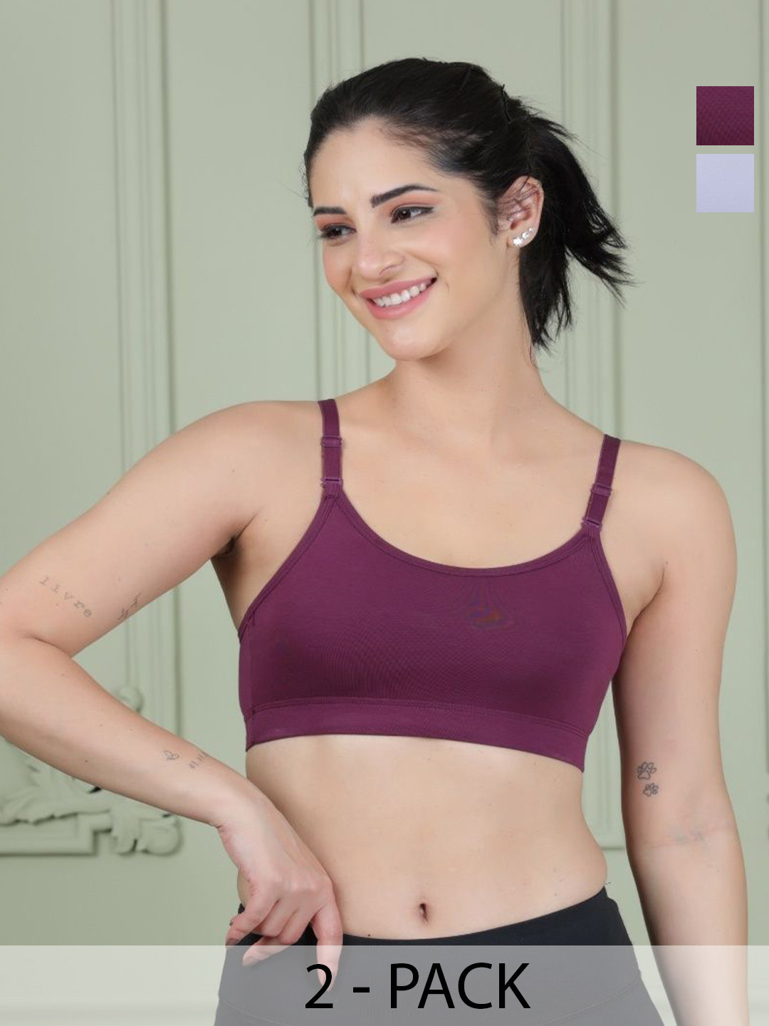 LARIX Pack of 2 Seamless Medium Coverage Bra