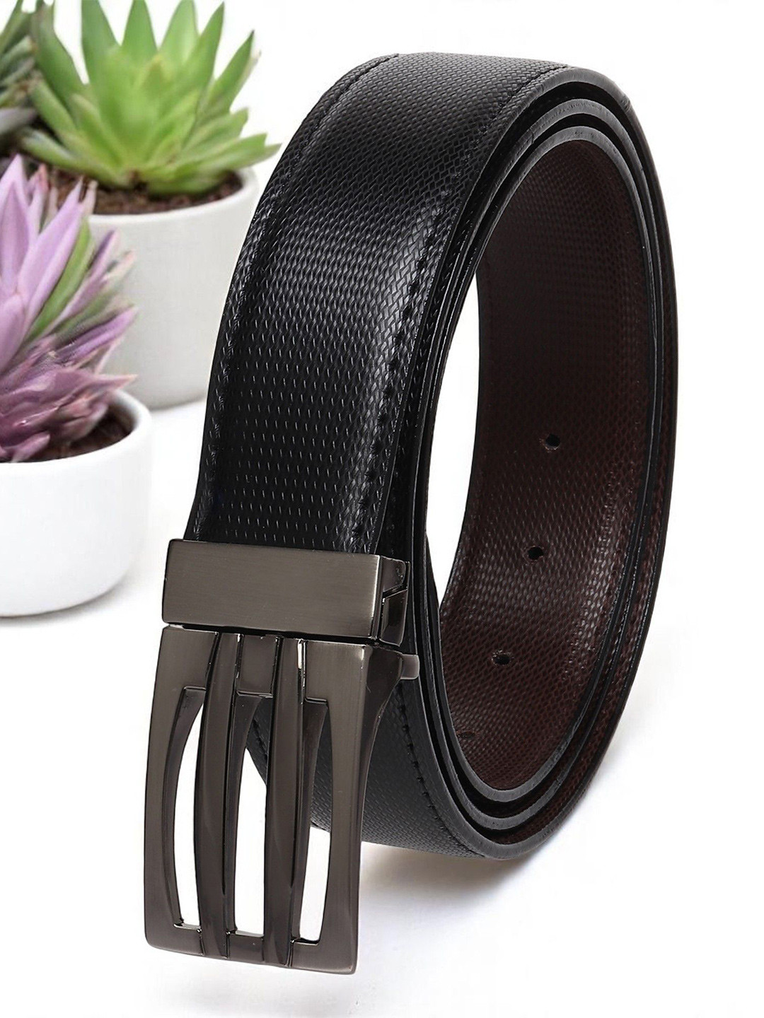 Killer Men Push Pin Closured Textured Reversible Formal Belt