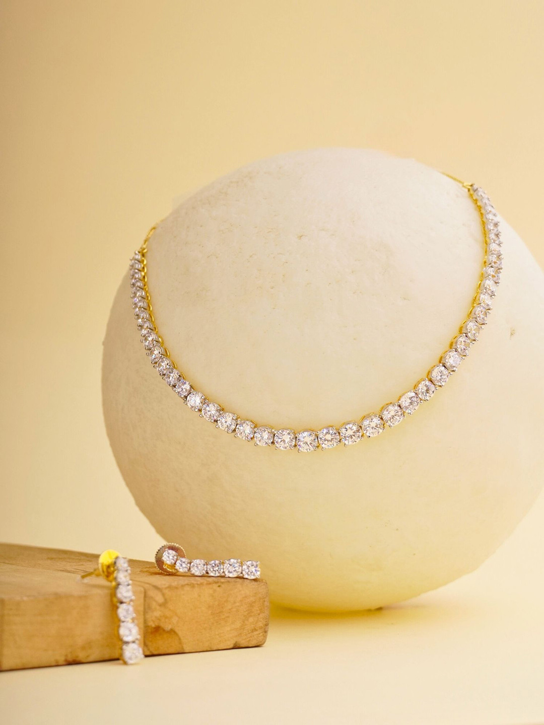 CURIO COTTAGE Cubic Zirconia Studded Jewellery Set