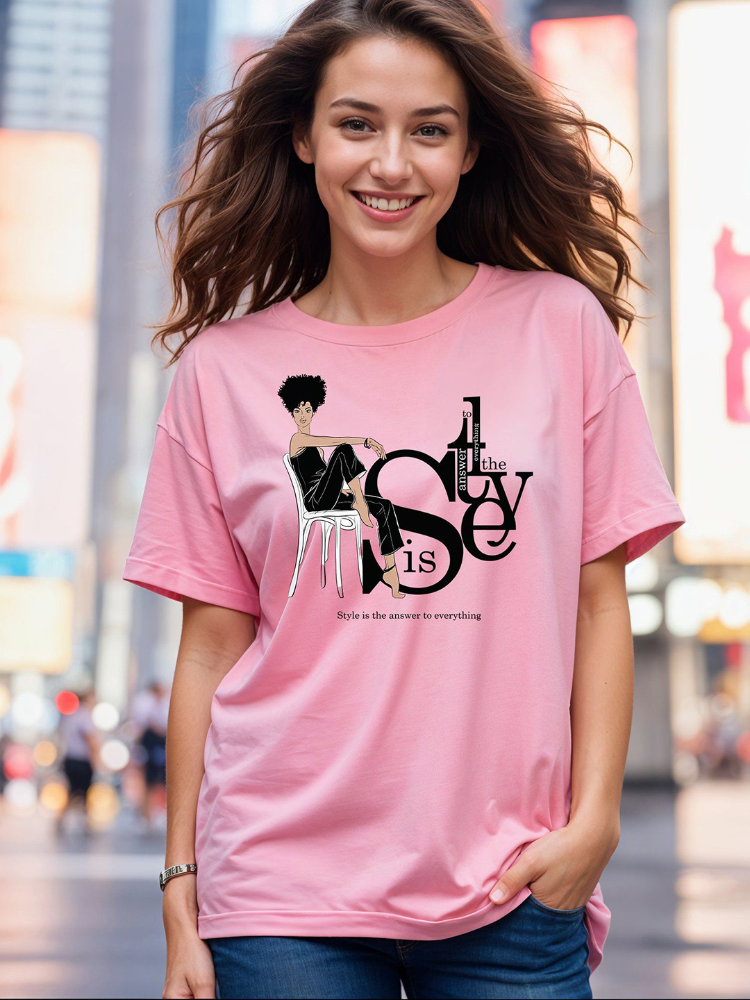 SMARTEES Women Printed Drop-Shoulder Cotton T-shirt