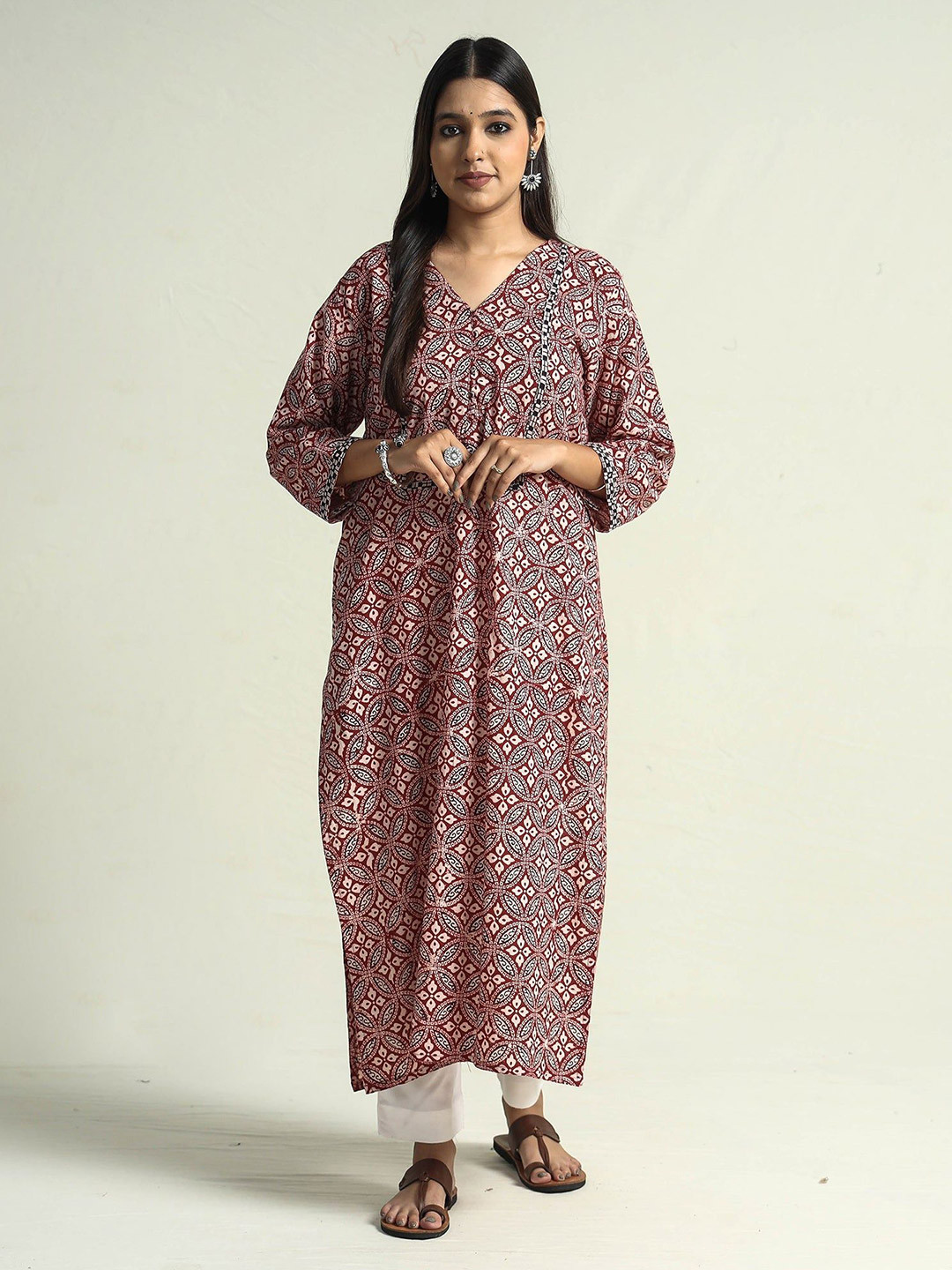 iTokri Women Block Print Cotton Straight Bagh Kurta