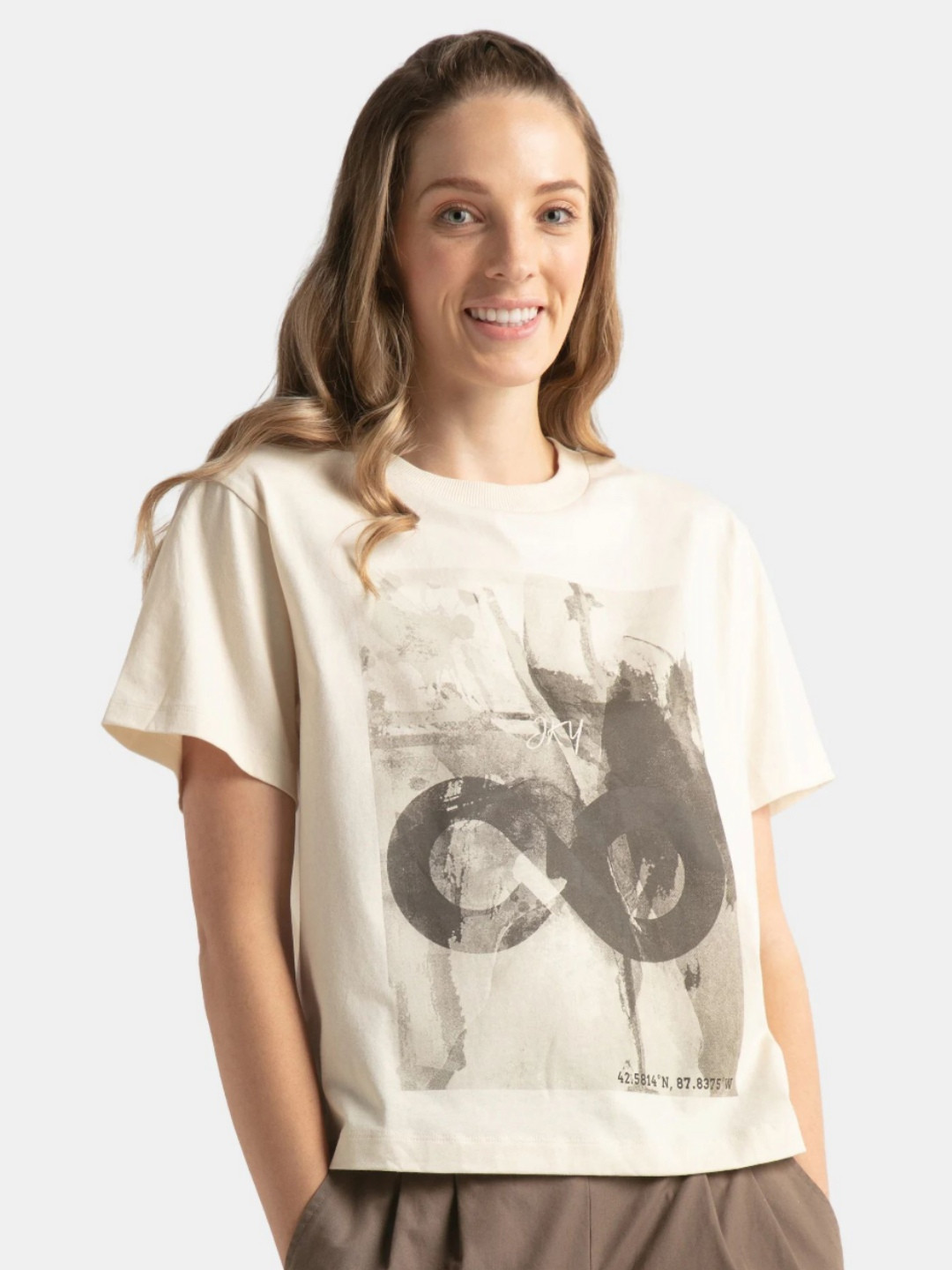 Jockey Groove Women Cotton Rich Oversized Printed T-Shirt with Drop Shoulder Styling-WZ04