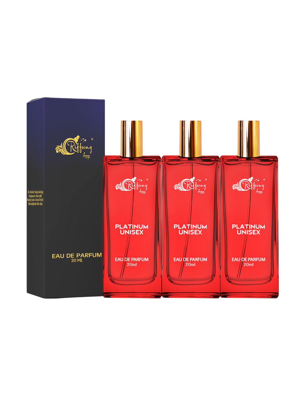 riffway Set Of 3 Platinum Long Lasting Eau De Parfum - 20 ml Each